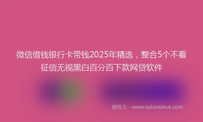 微信借钱银行卡带钱2025年精选，整合5个不看征信无视黑白百分百下款网贷软件