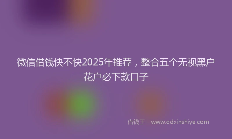 微信借钱快不快2025年推荐，整合五个无视黑户花户必下款口子