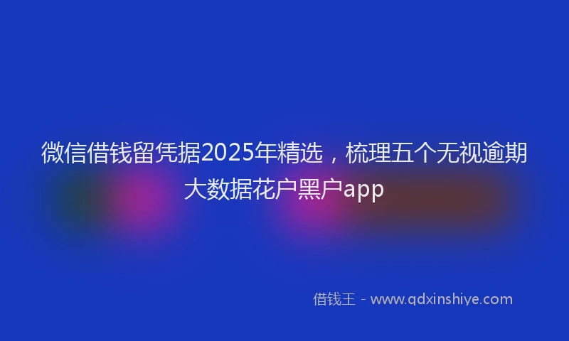 微信借钱留凭据2025年精选，梳理五个无视逾期大数据花户黑户app