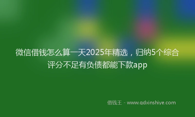 微信借钱怎么算一天2025年精选，归纳5个综合评分不足有负债都能下款app