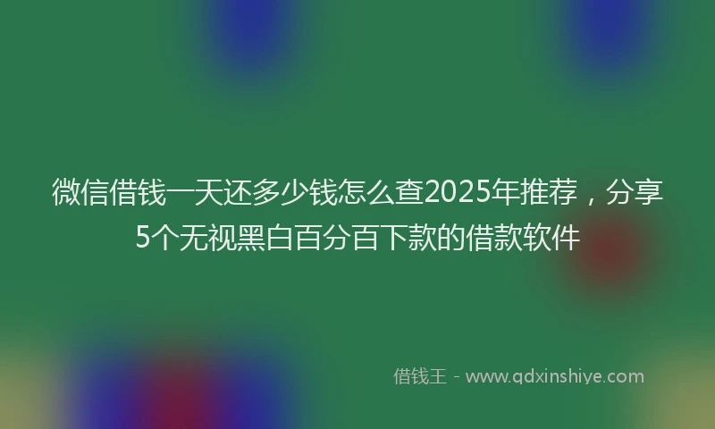 微信借钱一天还多少钱怎么查2025年推荐，分享5个无视黑白百分百下款的借款软件