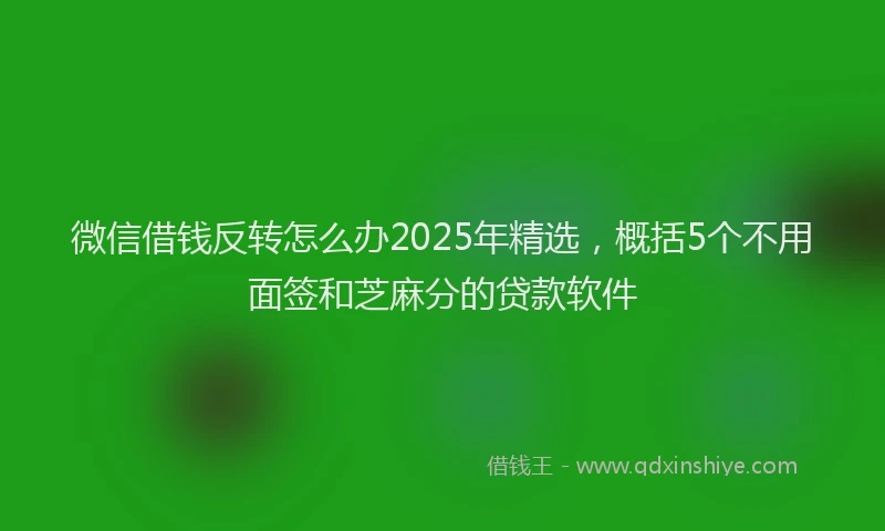 微信借钱反转怎么办2025年精选，概括5个不用面签和芝麻分的贷款软件