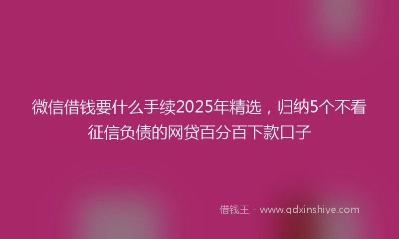 微信借钱要什么手续2025年精选，归纳5个不看征信负债的网贷百分百下款口子