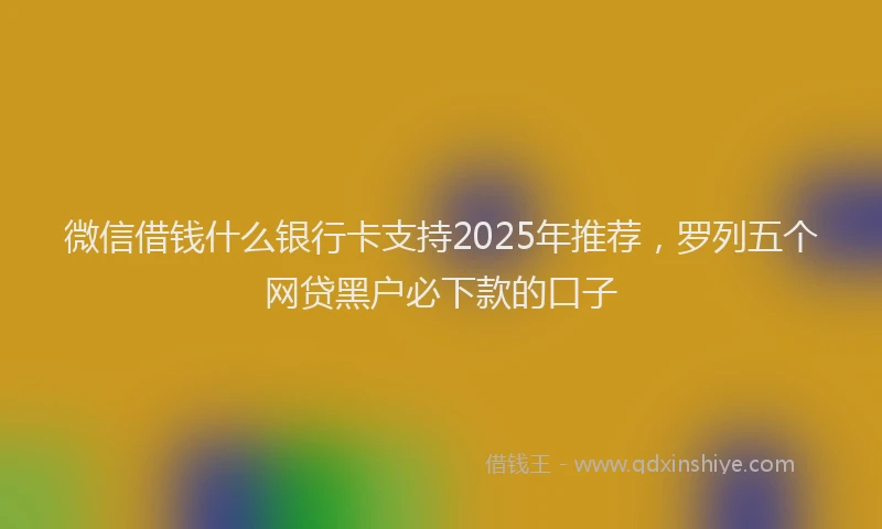 微信借钱什么银行卡支持2025年推荐，罗列五个网贷黑户必下款的口子