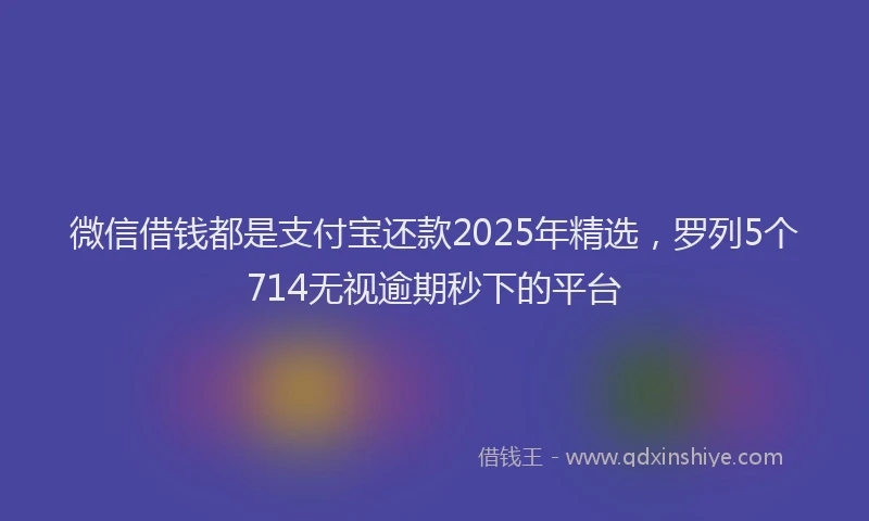 微信借钱都是支付宝还款2025年精选，罗列5个714无视逾期秒下的平台