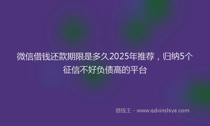 微信借钱还款期限是多久2025年推荐，归纳5个征信不好负债高的平台