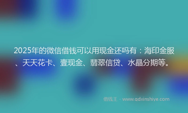2025年的微信借钱可以用现金还吗有：海印金服、天天花卡、壹现金、翡翠信贷、水晶分期等。