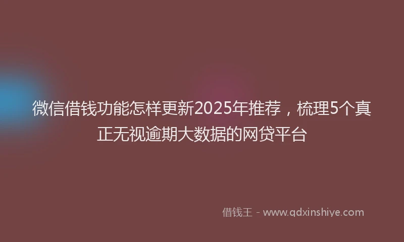 微信借钱功能怎样更新2025年推荐，梳理5个真正无视逾期大数据的网贷平台
