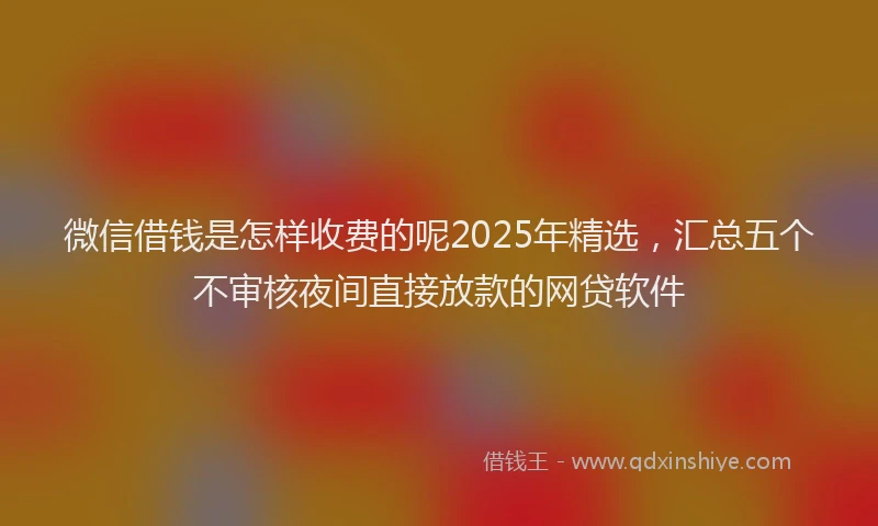 微信借钱是怎样收费的呢2025年精选，汇总五个不审核夜间直接放款的网贷软件