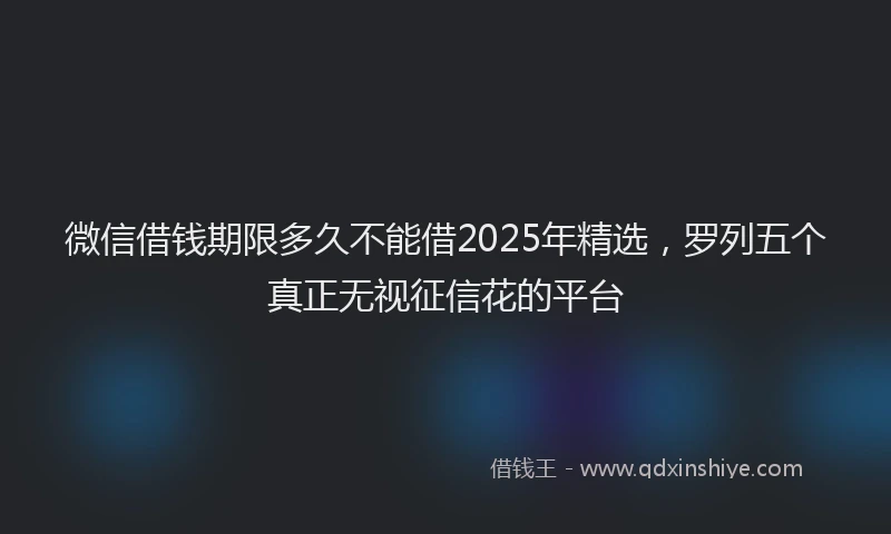 微信借钱期限多久不能借2025年精选，罗列五个真正无视征信花的平台