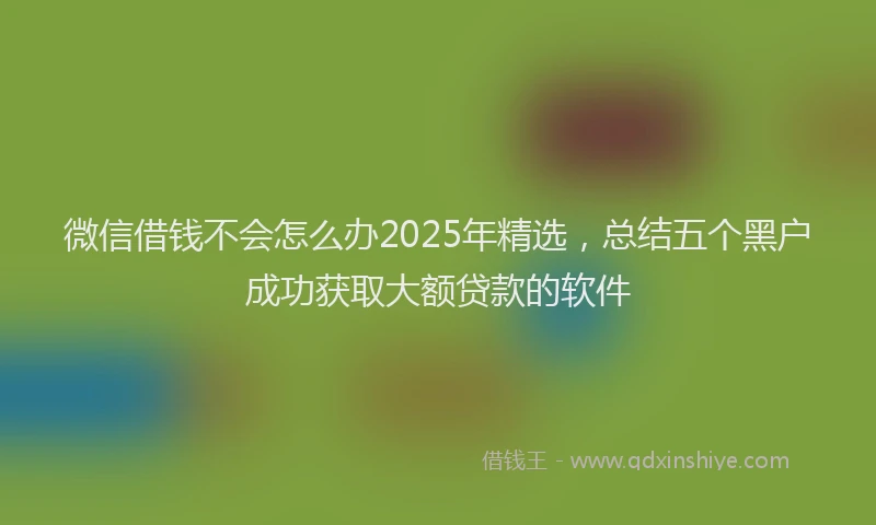 微信借钱不会怎么办2025年精选，总结五个黑户成功获取大额贷款的软件