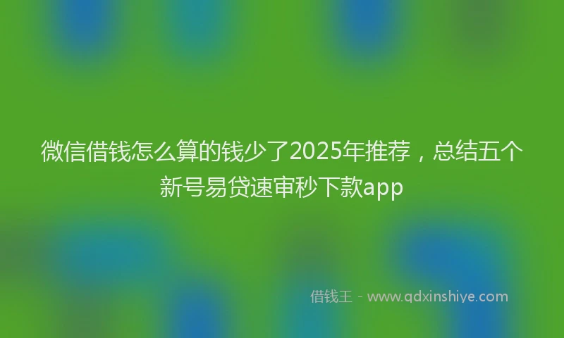 微信借钱怎么算的钱少了2025年推荐，总结五个新号易贷速审秒下款app