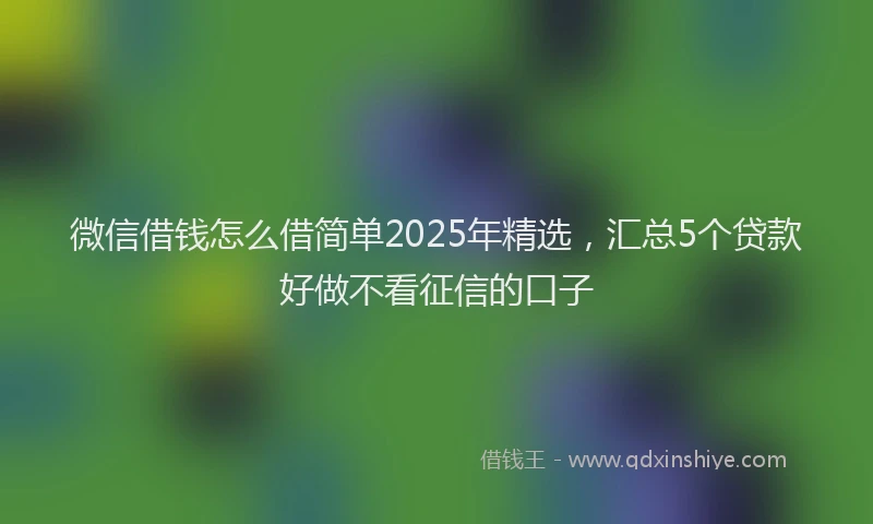 微信借钱怎么借简单2025年精选，汇总5个贷款好做不看征信的口子
