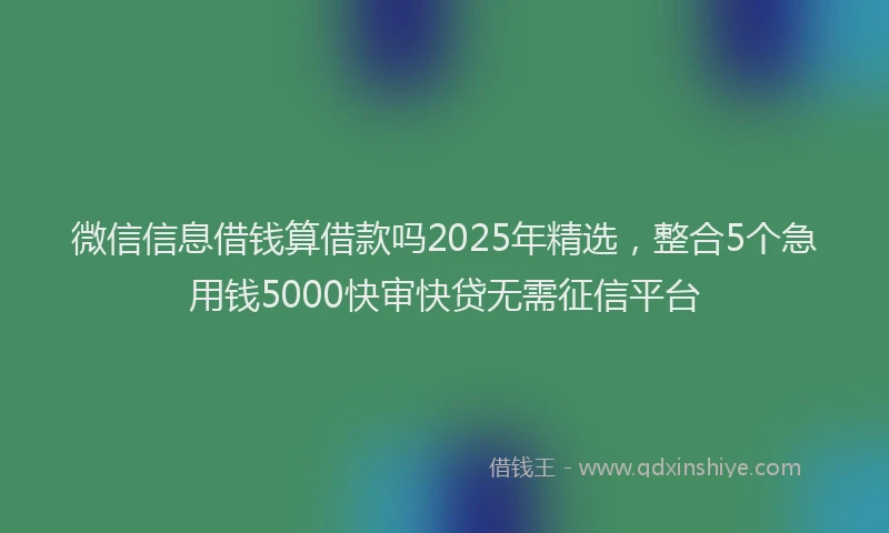 微信信息借钱算借款吗2025年精选，整合5个急用钱5000快审快贷无需征信平台