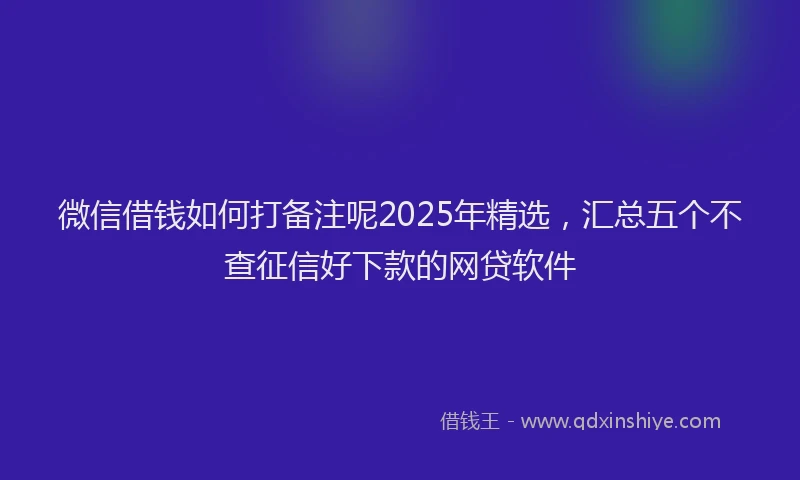 微信借钱如何打备注呢2025年精选，汇总五个不查征信好下款的网贷软件