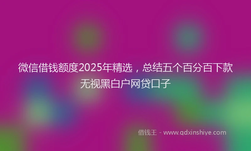 微信借钱额度2025年精选，总结五个百分百下款无视黑白户网贷口子