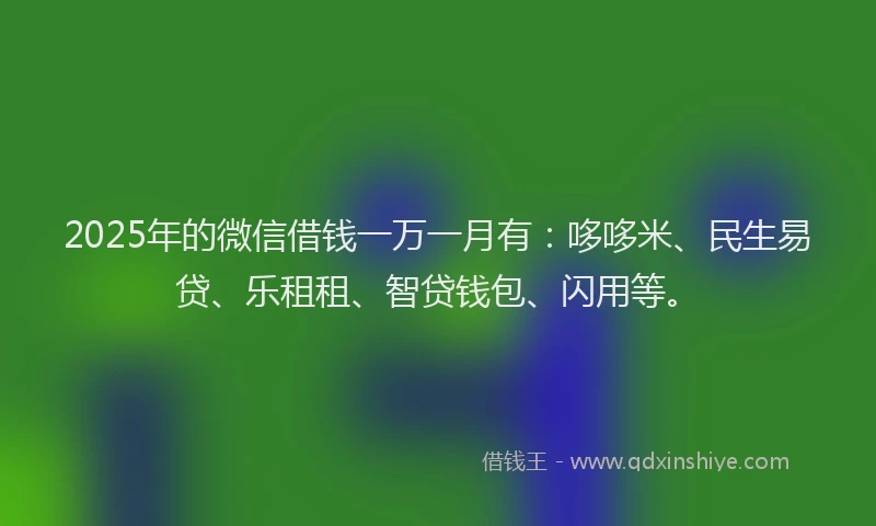 2025年的微信借钱一万一月有：哆哆米、民生易贷、乐租租、智贷钱包、闪用等。