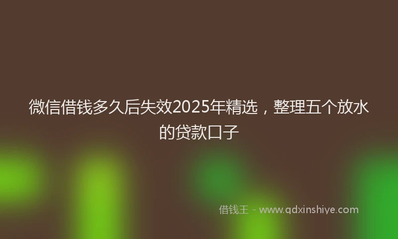 微信借钱多久后失效2025年精选，整理五个放水的贷款口子
