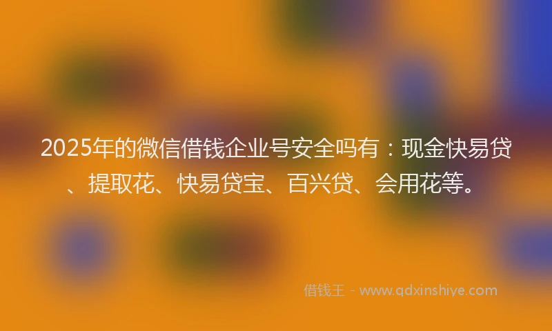 2025年的微信借钱企业号安全吗有：现金快易贷、提取花、快易贷宝、百兴贷、会用花等。