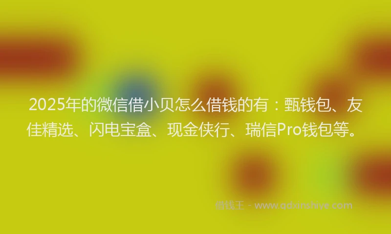 2025年的微信借小贝怎么借钱的有：甄钱包、友佳精选、闪电宝盒、现金侠行、瑞信Pro钱包等。