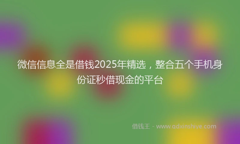微信信息全是借钱2025年精选，整合五个手机身份证秒借现金的平台