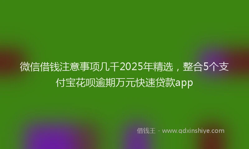 微信借钱注意事项几千2025年精选，整合5个支付宝花呗逾期万元快速贷款app