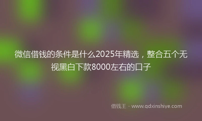 微信借钱的条件是什么2025年精选，整合五个无视黑白下款8000左右的口子