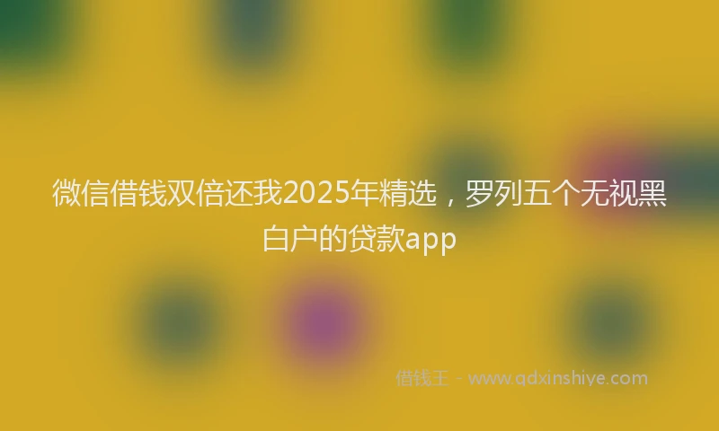 微信借钱双倍还我2025年精选，罗列五个无视黑白户的贷款app