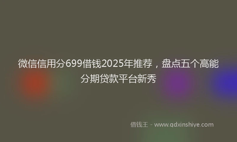 微信信用分699借钱2025年推荐，盘点五个高能分期贷款平台新秀