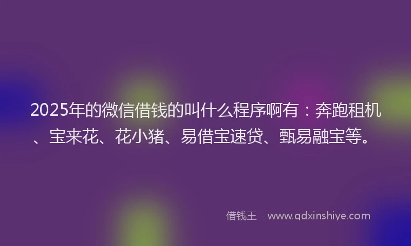 2025年的微信借钱的叫什么程序啊有：奔跑租机、宝来花、花小猪、易借宝速贷、甄易融宝等。