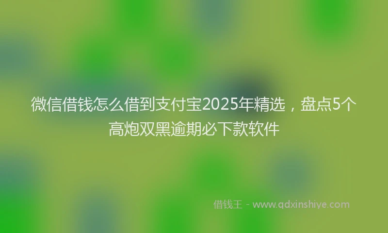 微信借钱怎么借到支付宝2025年精选，盘点5个高炮双黑逾期必下款软件