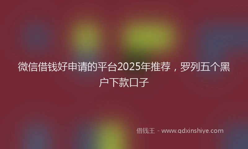 微信借钱好申请的平台2025年推荐，罗列五个黑户下款口子
