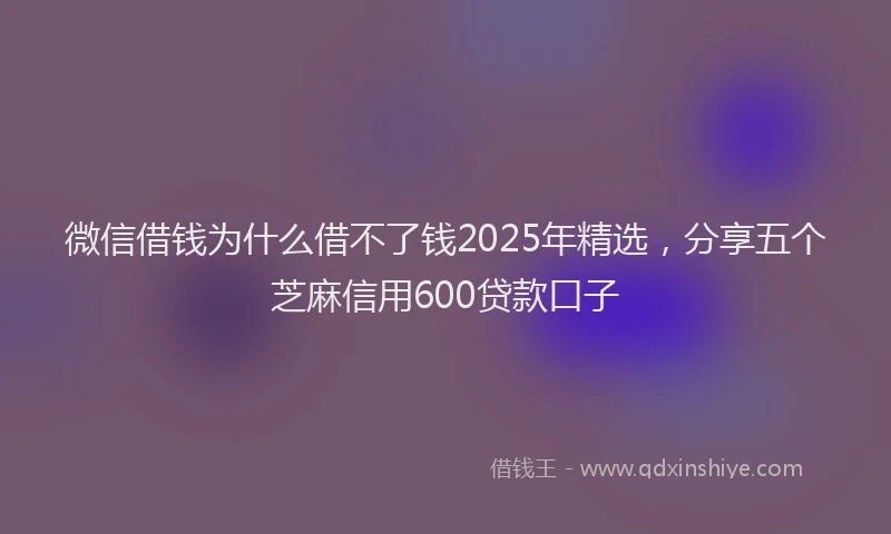 微信借钱为什么借不了钱2025年精选，分享五个芝麻信用600贷款口子