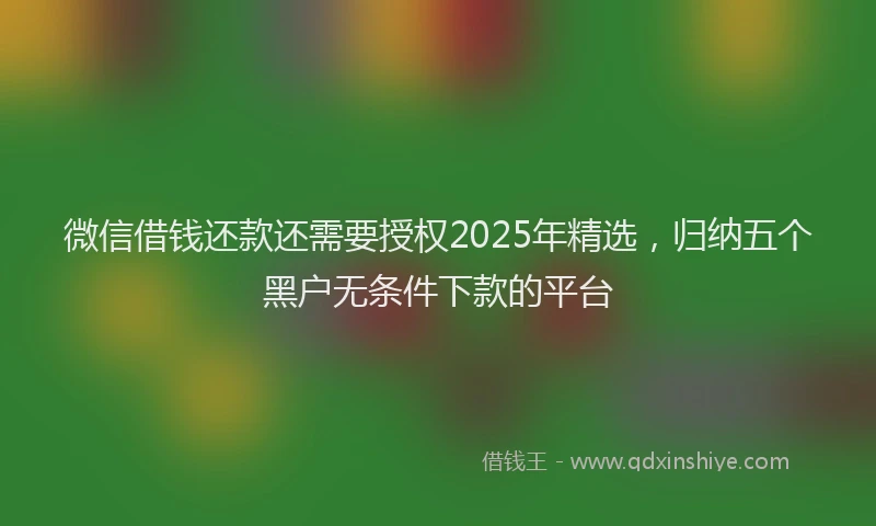 微信借钱还款还需要授权2025年精选，归纳五个黑户无条件下款的平台