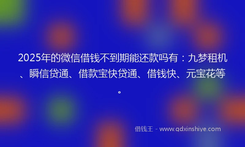 2025年的微信借钱不到期能还款吗有：九梦租机、瞬信贷通、借款宝快贷通、借钱快、元宝花等。