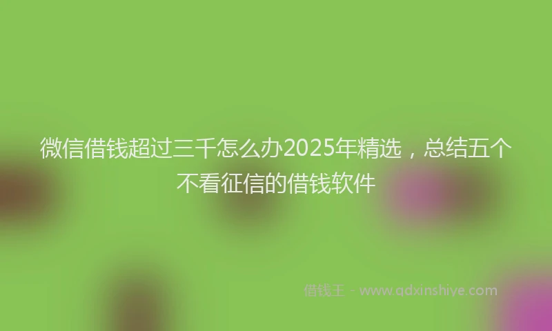微信借钱超过三千怎么办2025年精选，总结五个不看征信的借钱软件