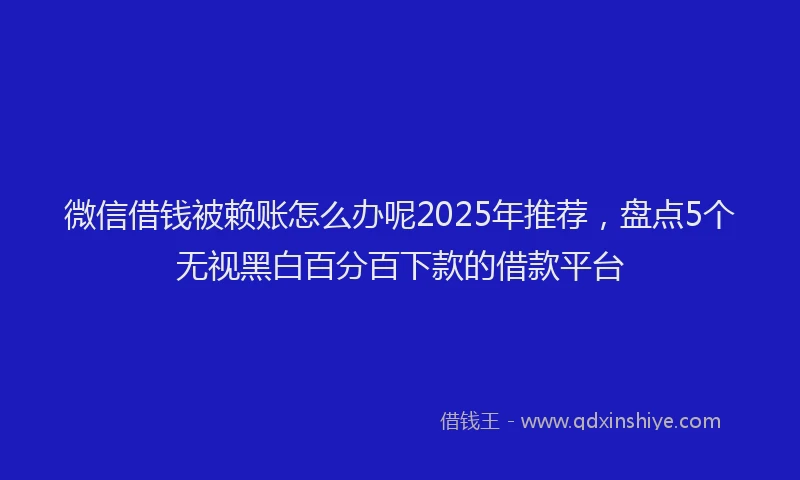 微信借钱被赖账怎么办呢2025年推荐，盘点5个无视黑白百分百下款的借款平台