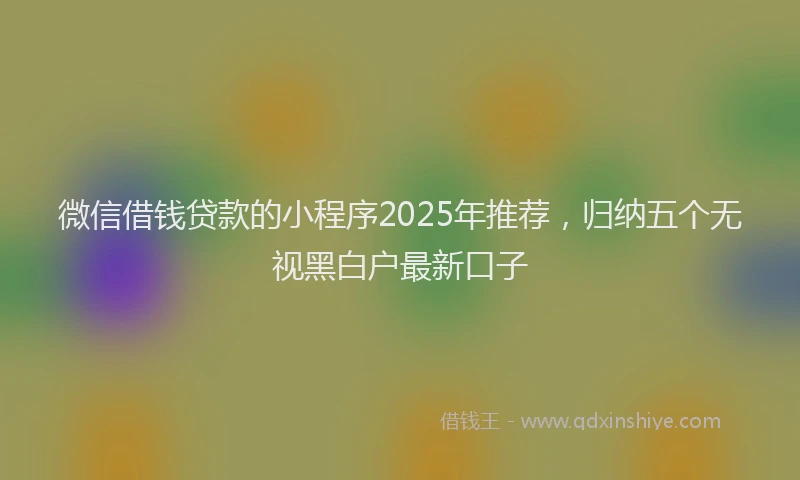 微信借钱贷款的小程序2025年推荐，归纳五个无视黑白户最新口子