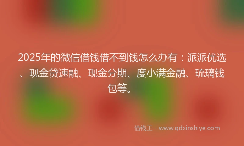 2025年的微信借钱借不到钱怎么办有：派派优选、现金贷速融、现金分期、度小满金融、琉璃钱包等。