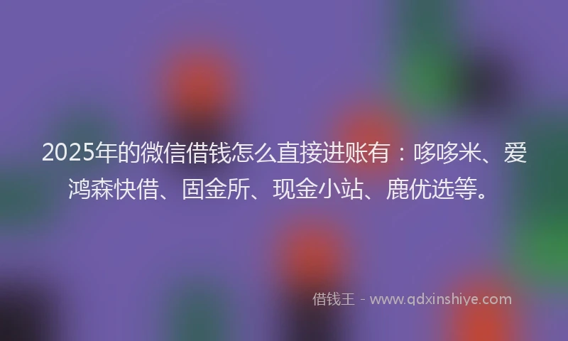 2025年的微信借钱怎么直接进账有：哆哆米、爱鸿森快借、固金所、现金小站、鹿优选等。