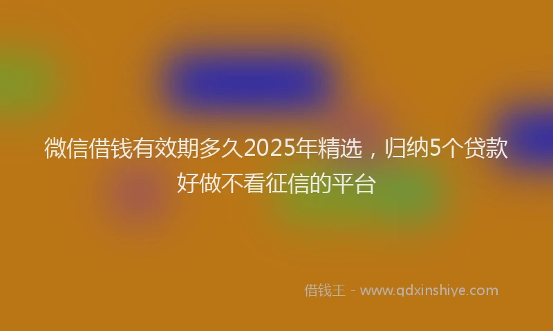 微信借钱有效期多久2025年精选，归纳5个贷款好做不看征信的平台