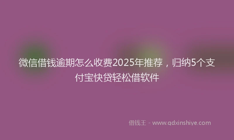 微信借钱逾期怎么收费2025年推荐，归纳5个支付宝快贷轻松借软件