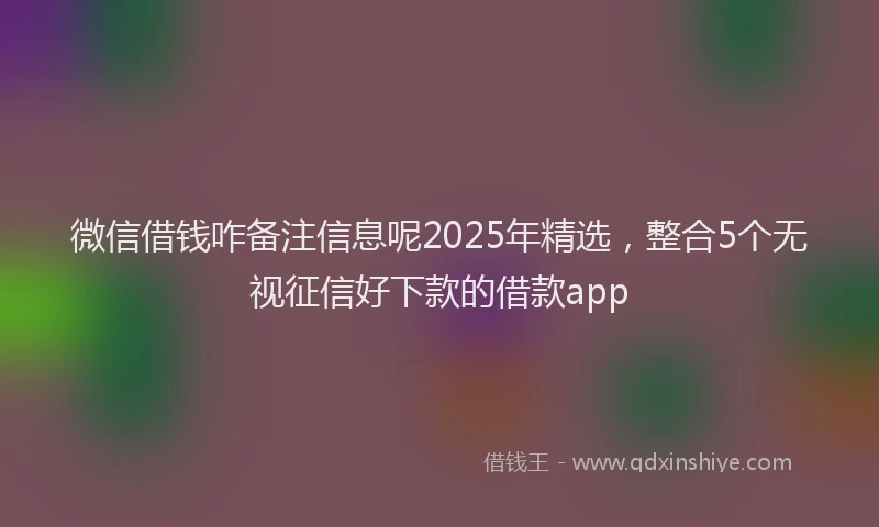 微信借钱咋备注信息呢2025年精选，整合5个无视征信好下款的借款app