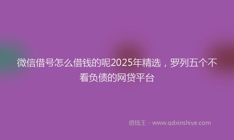 微信借号怎么借钱的呢2025年精选，罗列五个不看负债的网贷平台