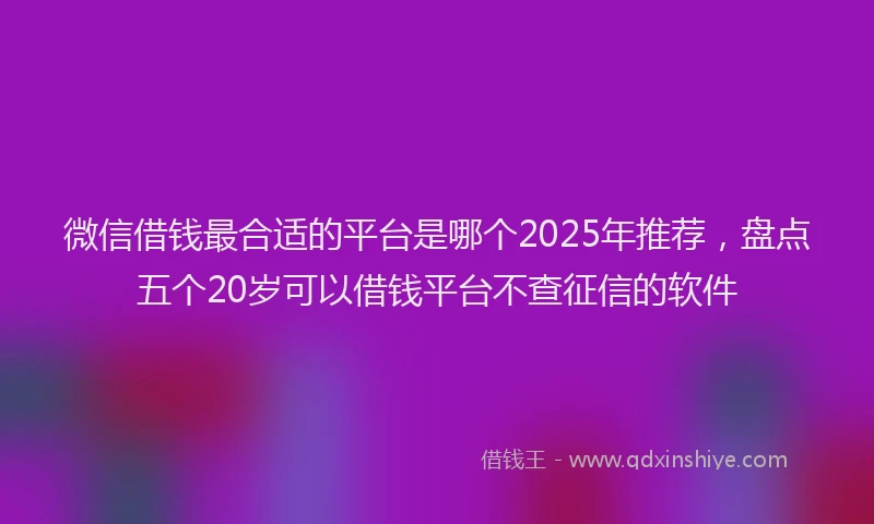 微信借钱最合适的平台是哪个2025年推荐，盘点五个20岁可以借钱平台不查征信的软件