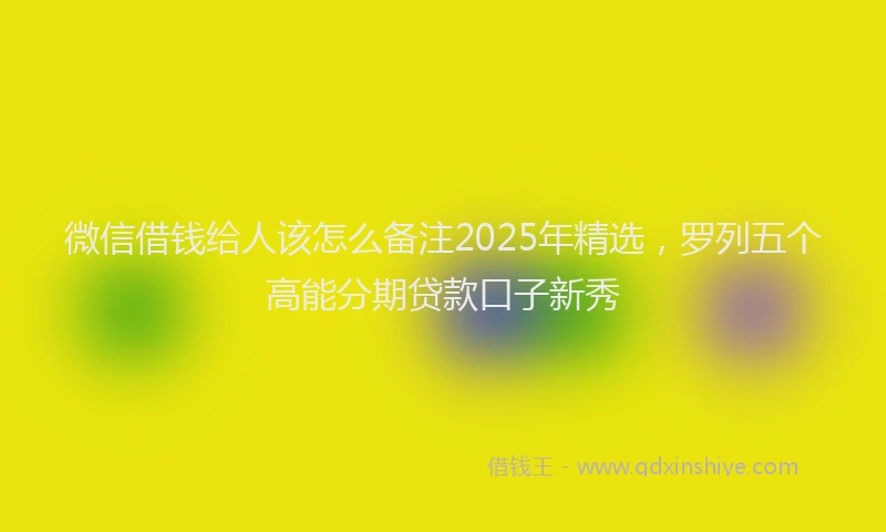 微信借钱给人该怎么备注2025年精选，罗列五个高能分期贷款口子新秀