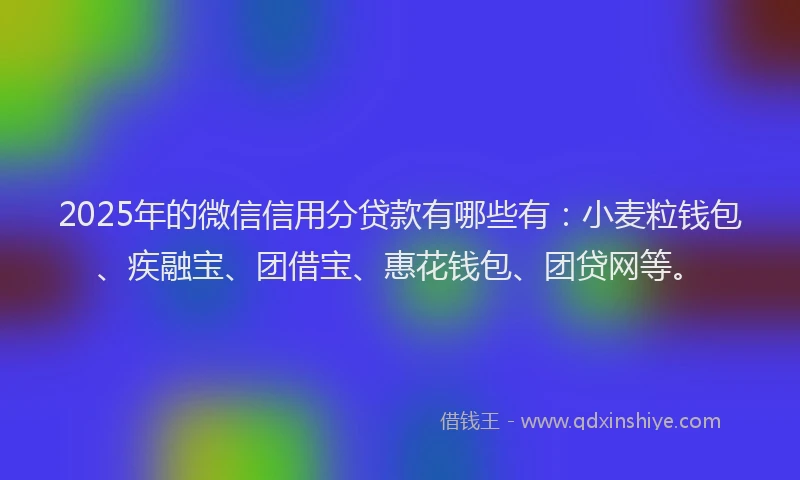 2025年的微信信用分贷款有哪些有：小麦粒钱包、疾融宝、团借宝、惠花钱包、团贷网等。