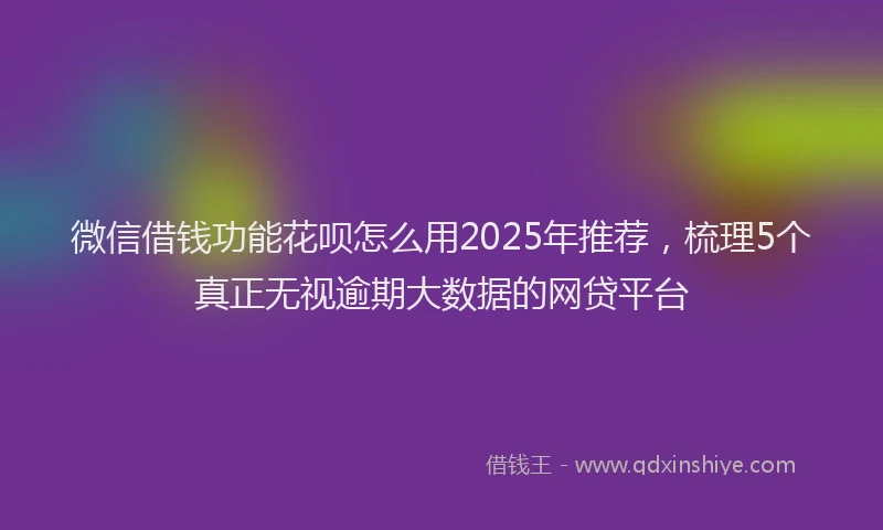 微信借钱功能花呗怎么用2025年推荐，梳理5个真正无视逾期大数据的网贷平台