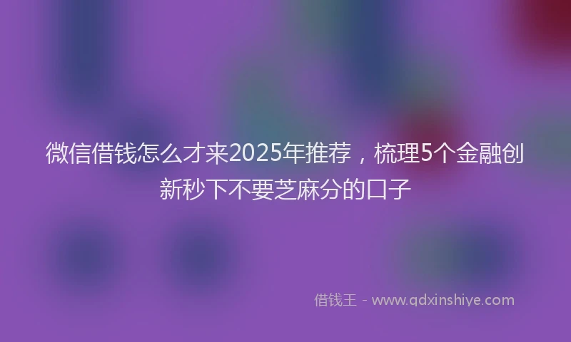 微信借钱怎么才来2025年推荐，梳理5个金融创新秒下不要芝麻分的口子