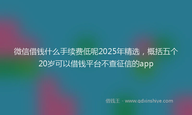 微信借钱什么手续费低呢2025年精选，概括五个20岁可以借钱平台不查征信的app